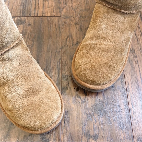 SOLD UGG • Koolaburra Andrah boot short chestnut suede faux shearling sherpa bow - Picture 4 of 14